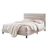 Beds & Bed Frames: Artiss Queen Bed Frame with Storage Adjustable Headboard Platform Base Linen Fabric Charging Ports