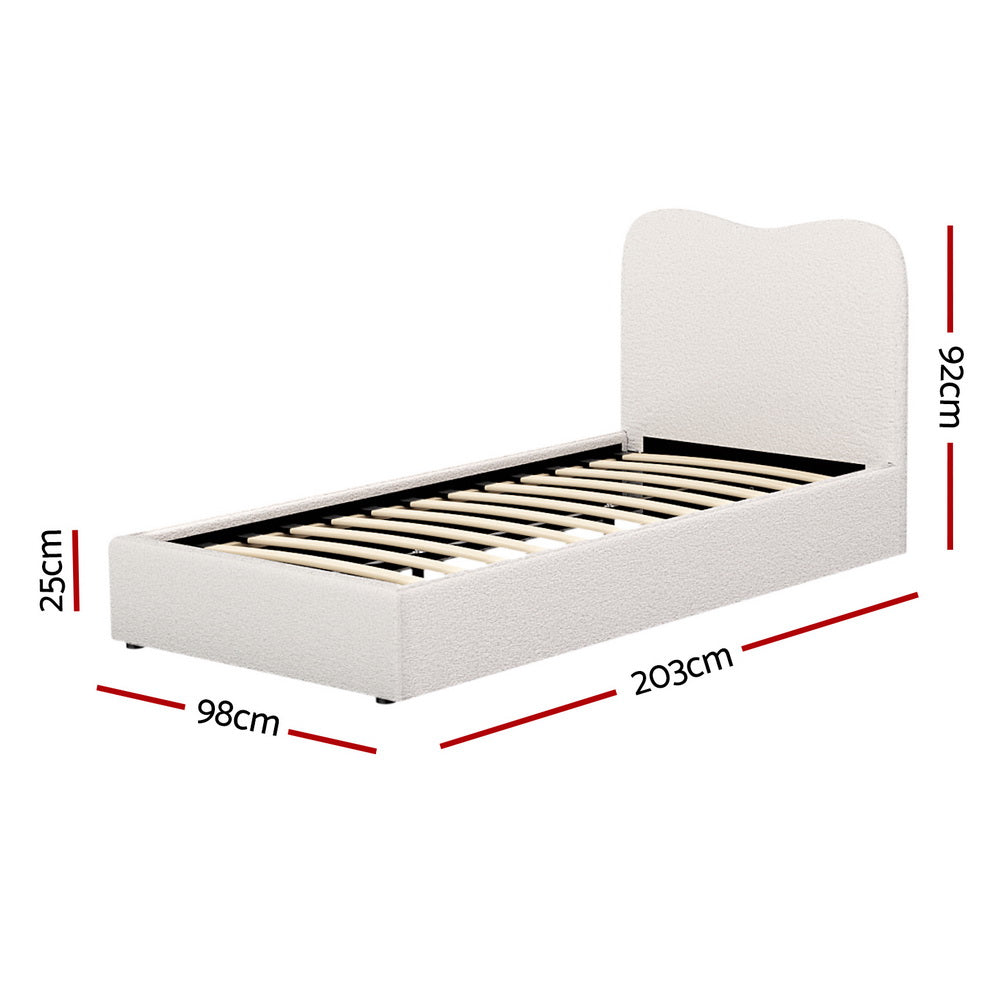 Kid's Beds & Bed Frames: Artiss Bed Frame Single Size Boucle DARA