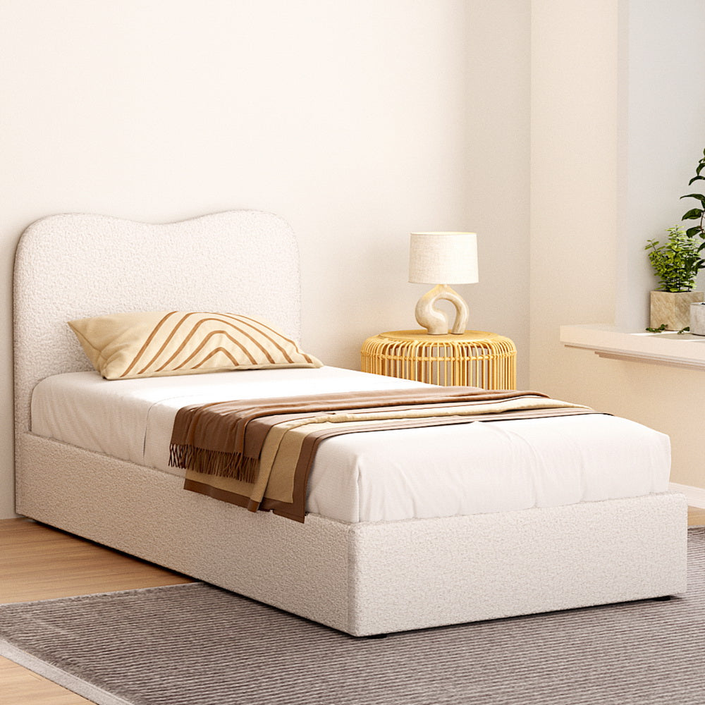 Kid's Beds & Bed Frames: Artiss Bed Frame Single Size Boucle DARA