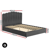 Beds & Bed Frames: Artiss Bed Frame Double Size Velvet Grey FION
