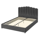 Beds & Bed Frames: Artiss Bed Frame Double Size Velvet Grey FION