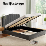 Beds & Bed Frames: Artiss Bed Frame Double Size Velvet Grey FION