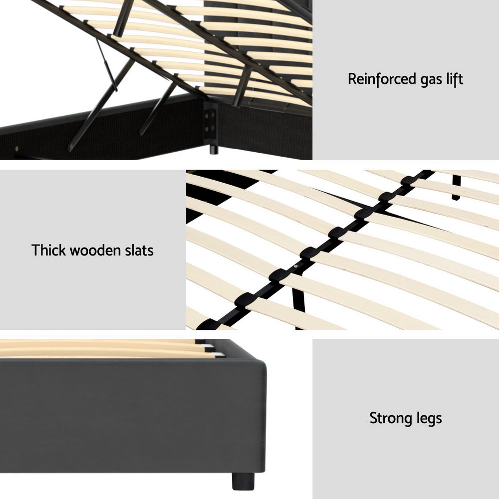 Beds & Bed Frames: Artiss Bed Frame Double Size Velvet Grey FION