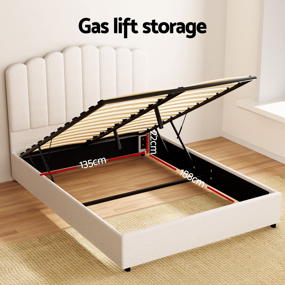 Beds & Bed Frames: Artiss Bed Frame Double Size Boucle FION