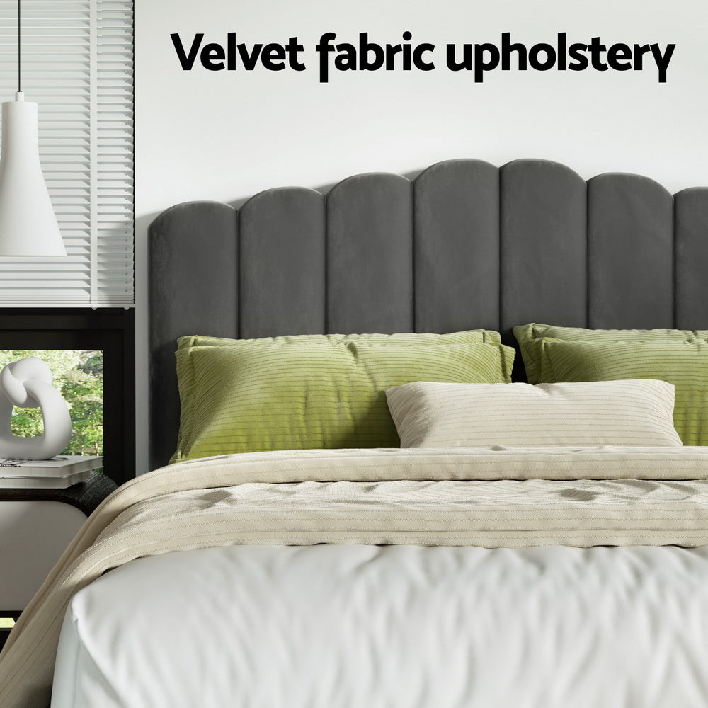 Beds & Bed Frames: Artiss Bed Frame King Size Velvet Grey FION