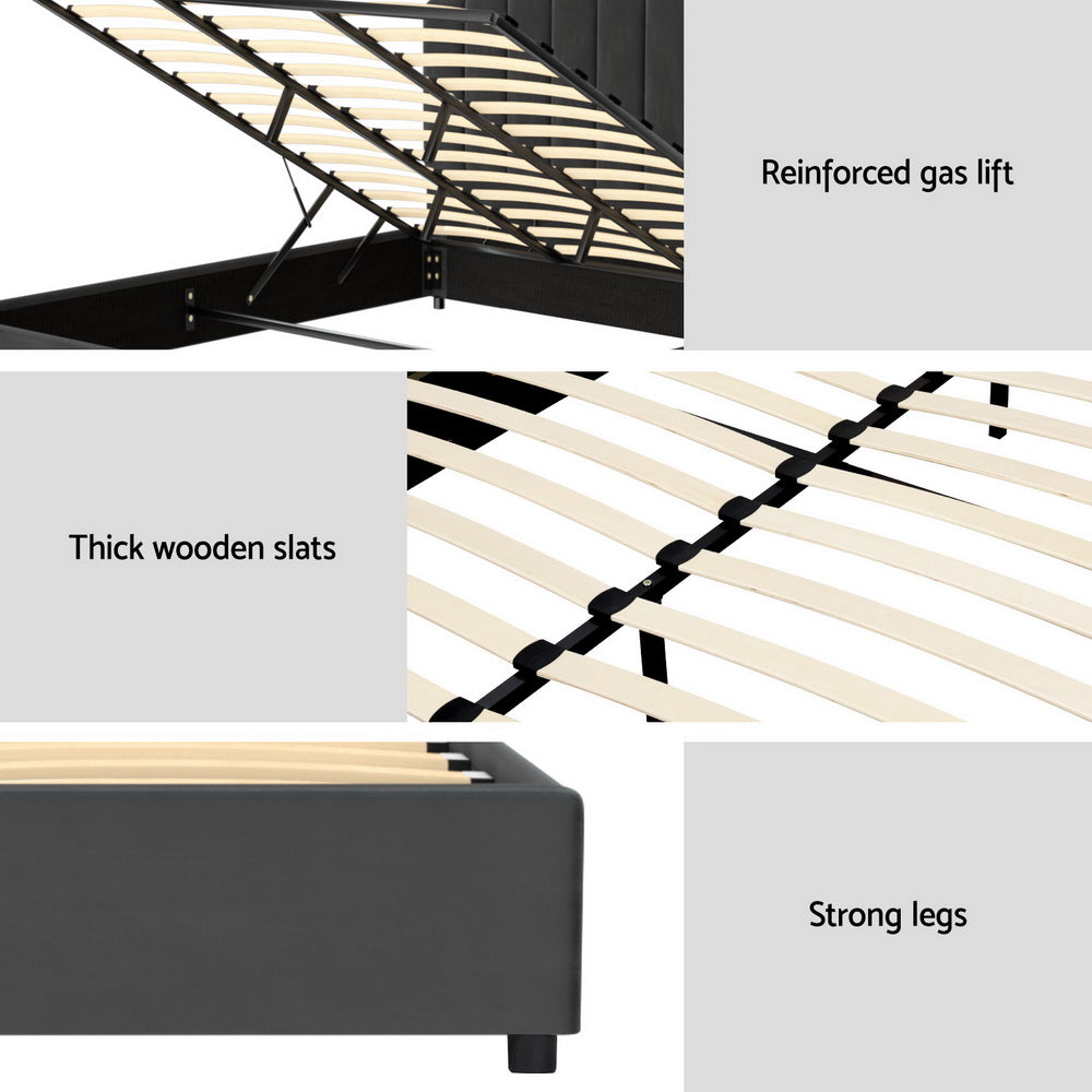 Beds & Bed Frames: Artiss Bed Frame King Size Velvet Grey FION