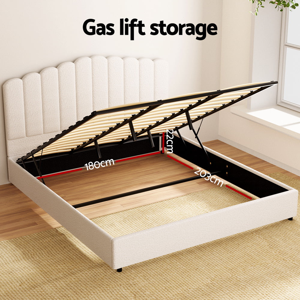 Kid's Beds & Bed Frames: Artiss Bed Frame King Size Boucle FION