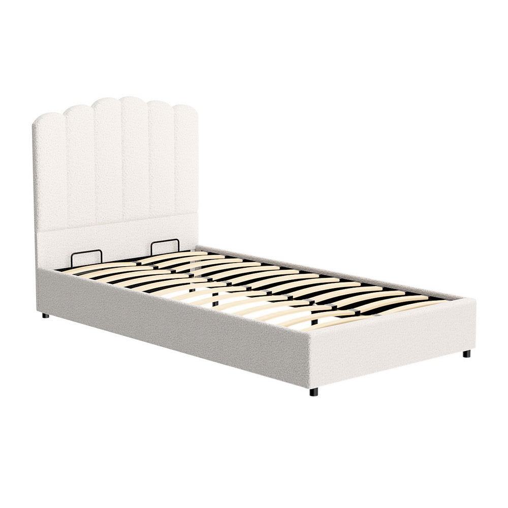 Beds & Bed Frames: Artiss Bed Frame King Single Size Boucle FION