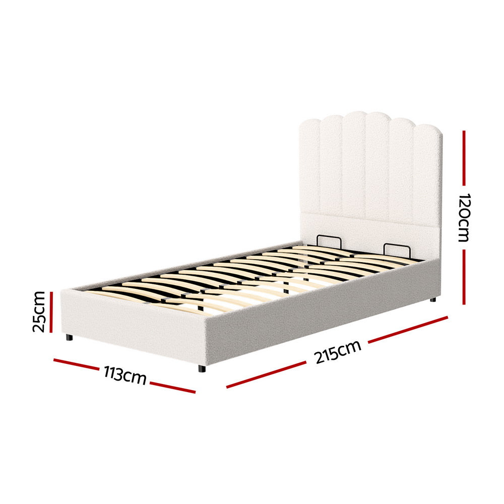 Beds & Bed Frames: Artiss Bed Frame King Single Size Boucle FION