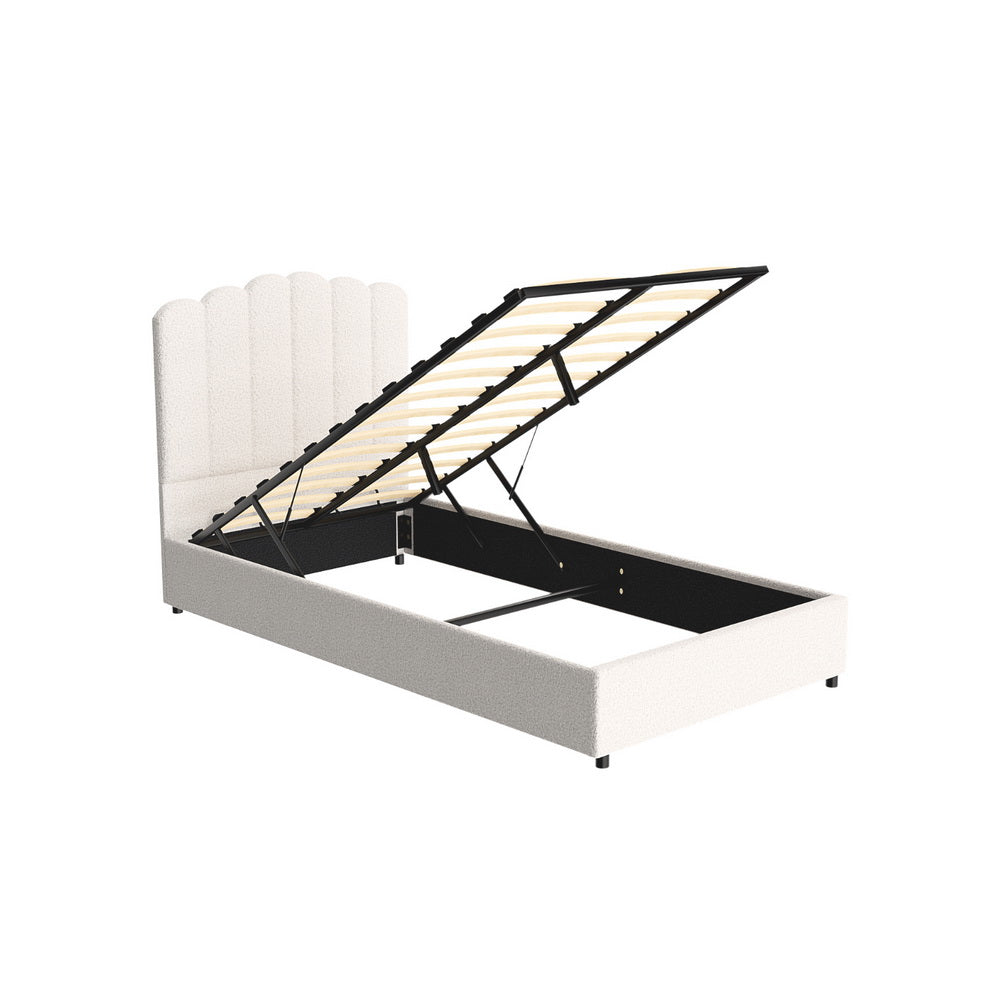 Beds & Bed Frames: Artiss Bed Frame King Single Size Boucle FION