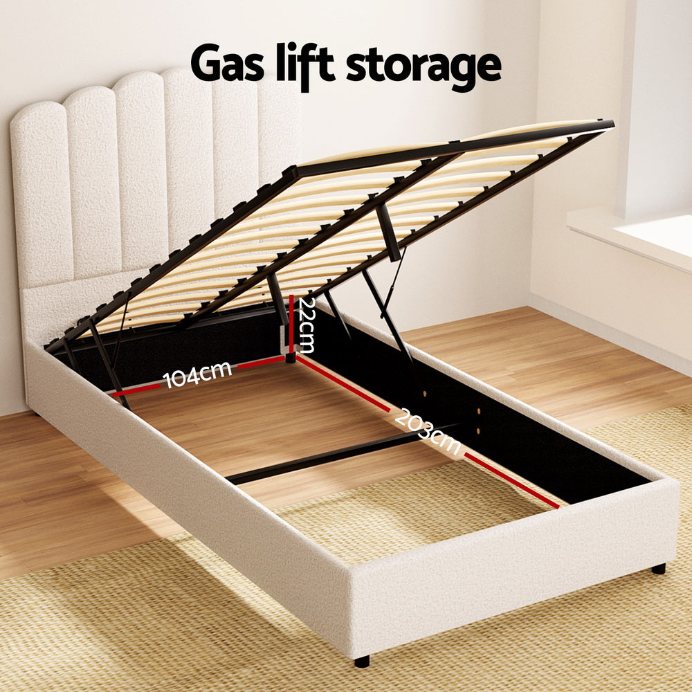 Beds & Bed Frames: Artiss Bed Frame King Single Size Boucle FION