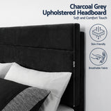 Beds & Bed Frames: Artiss King Bed Frame Upholstered Platform Base with Geometric Headboard Black Velvet