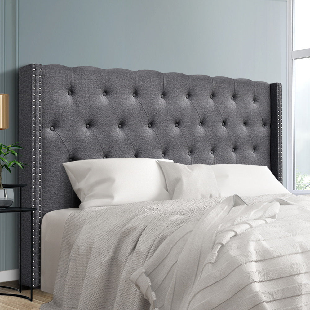 Headboards: Artiss Bed Head Headboard King Size Fabric - LUCA Grey