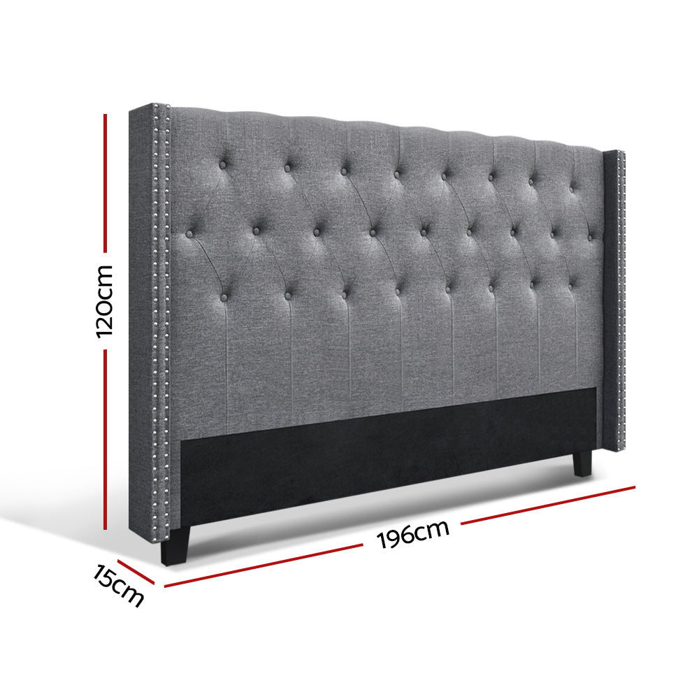 Headboards: Artiss Bed Head Headboard King Size Fabric - LUCA Grey