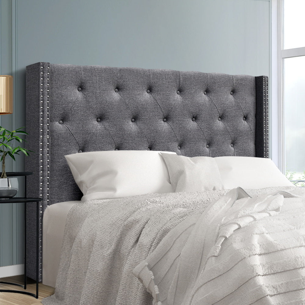 Headboards: Artiss Bed Head Headboard Queen Size Fabric - LUCA Grey