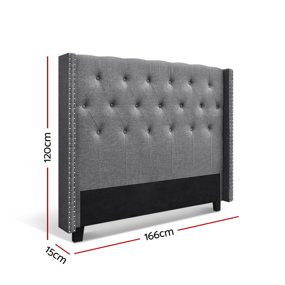 Headboards: Artiss Bed Head Headboard Queen Size Fabric - LUCA Grey