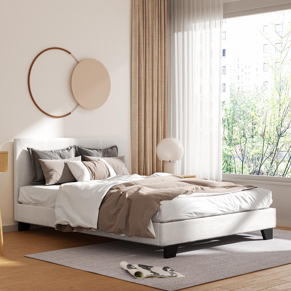Beds & Bed Frames: Artiss Bed Frame Double Size Boucle NEO