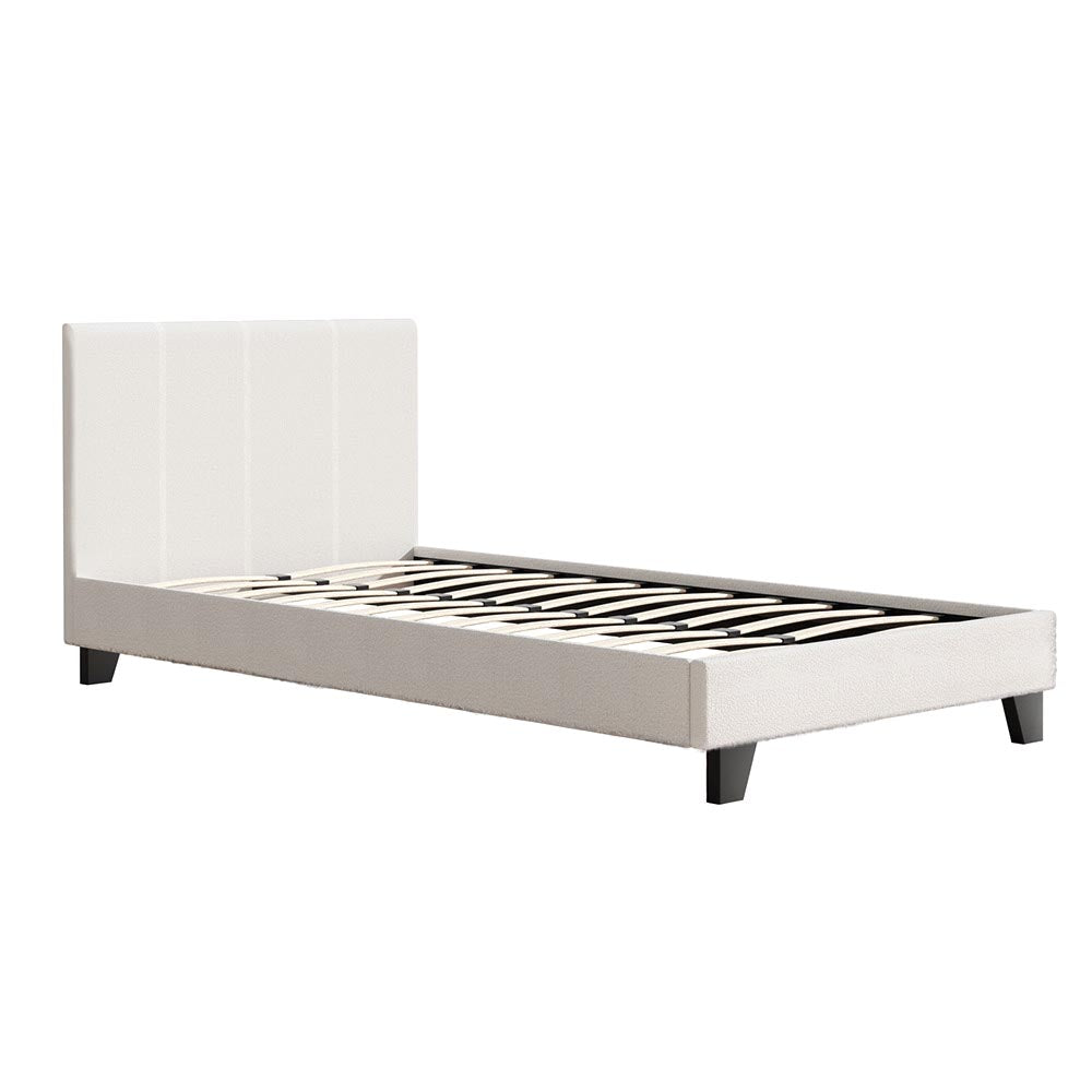 Beds & Bed Frames: Artiss Bed Frame King Single Size Boucle NEO