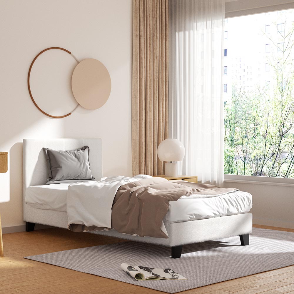 Beds & Bed Frames: Artiss Bed Frame Single Size Boucle NEO
