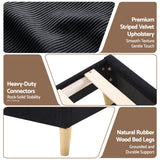 Beds & Bed Frames: Artiss Queen Bed Frame Upholstered Adjustable Headboard Mood Lighting Heavy Duty Black Velvet