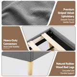 Beds & Bed Frames: Artiss Queen Bed Frame Upholstered Adjustable Headboard Mood Lighting Heavy Duty Grey Velvet
