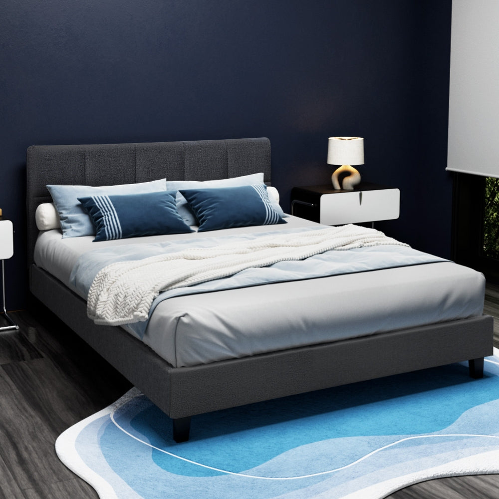 Beds & Bed Frames: Artiss Bed Frame Double Size Charcoal TINO