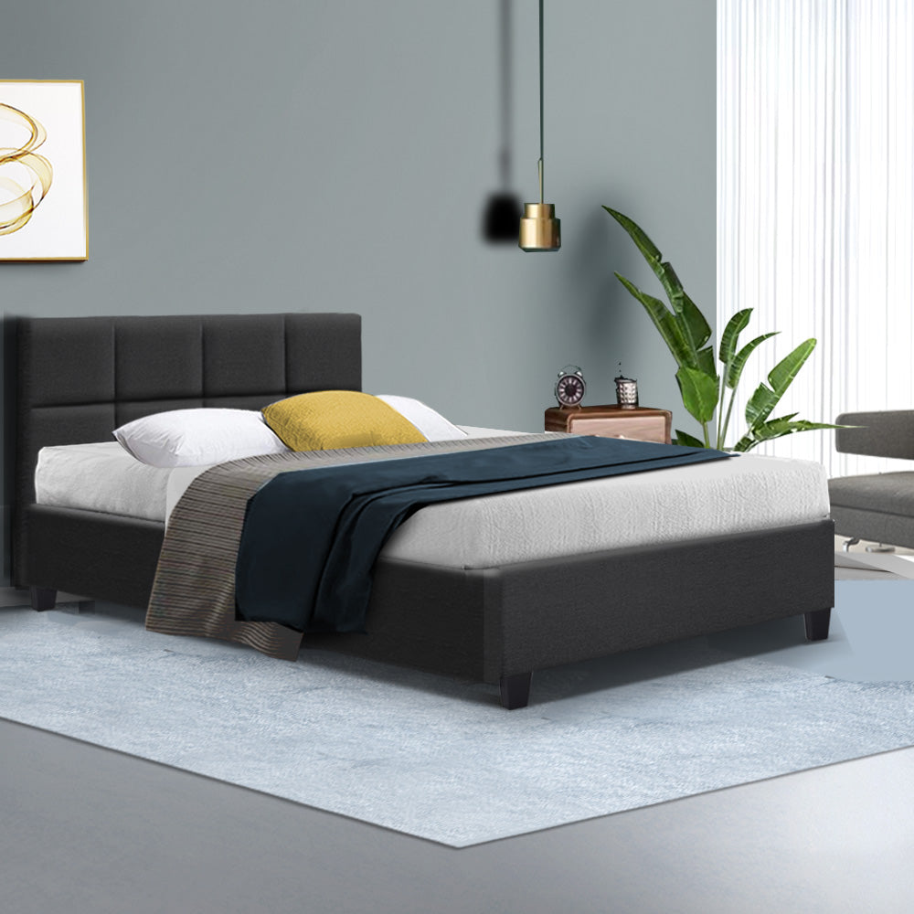 Beds & Bed Frames: Artiss Bed Frame Double Size Charcoal TINO