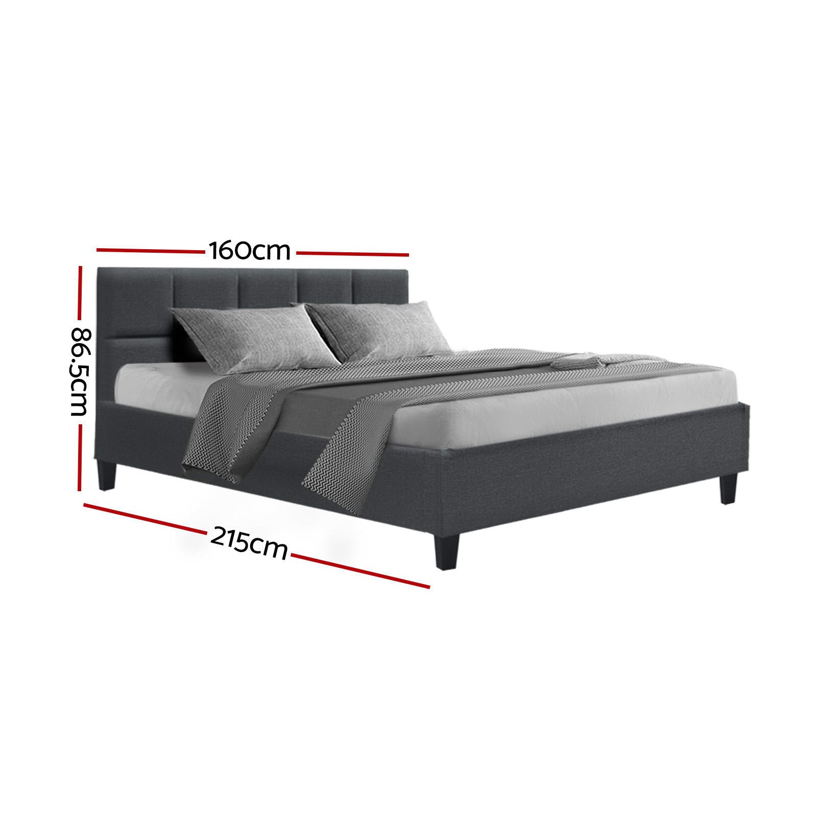 Beds & Bed Frames: Artiss Bed Frame Queen Size Charcoal TINO