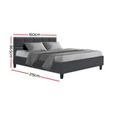 Artiss Bed Frame Queen Size Charcoal TINO