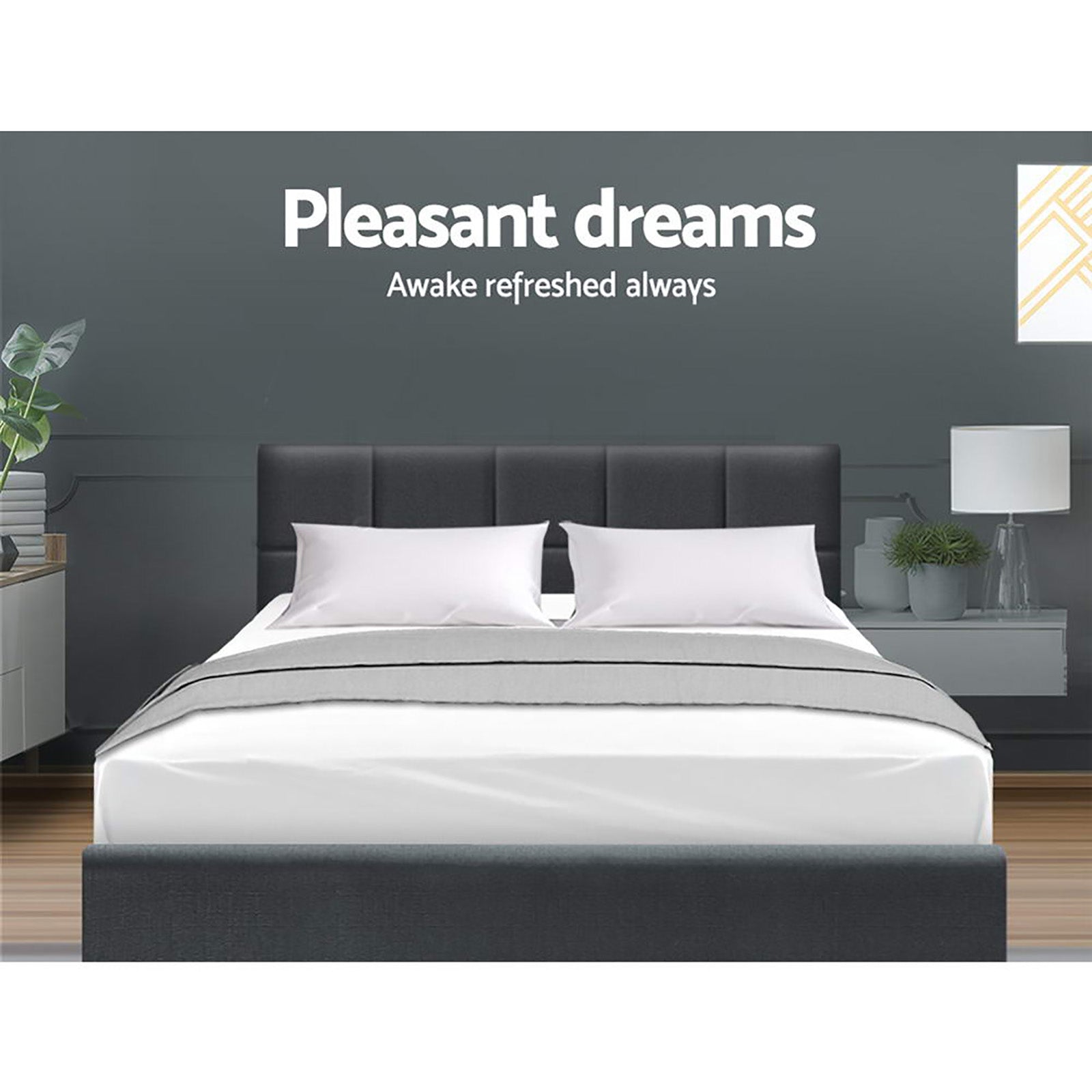 Beds & Bed Frames: Artiss Bed Frame Queen Size Charcoal TINO