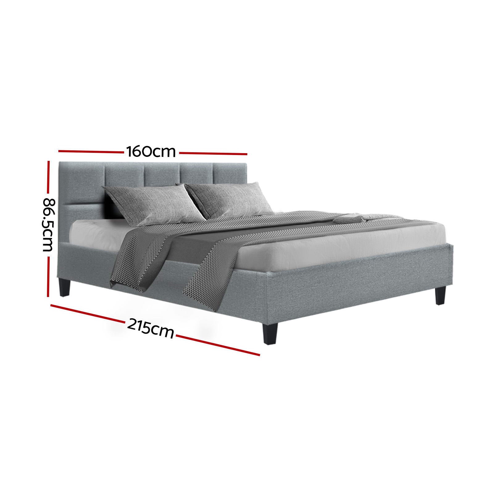 Beds & Bed Frames: Artiss Bed Frame Queen Size Grey TINO