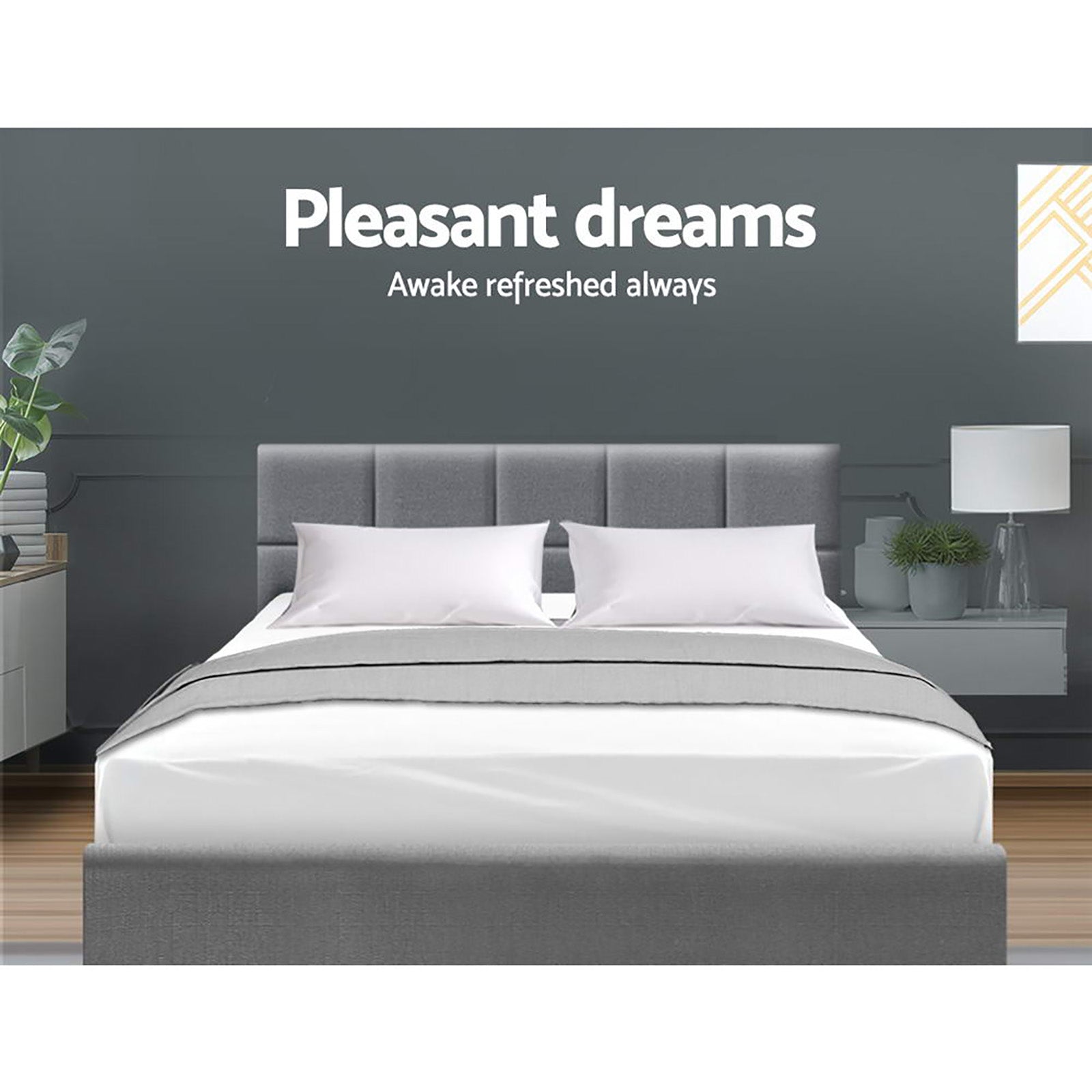 Beds & Bed Frames: Artiss Bed Frame Queen Size Grey TINO