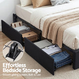 Beds & Bed Frames: Artiss Queen Bed Frame with Storage Drawers RGB Lights Charging Station Upholstered Fabric
