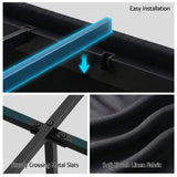 Beds & Bed Frames: Artiss Queen Bed Frame with Storage Drawers RGB Lights Charging Station Upholstered Fabric