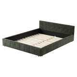 Artiss Queen Bed Frame Chenille Heavy Duty Platform Base Green 300kg Support No Box Spring Needed