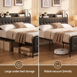 Artiss Queen Bed Frame with Storage Headboard SAA Certified Charging Station