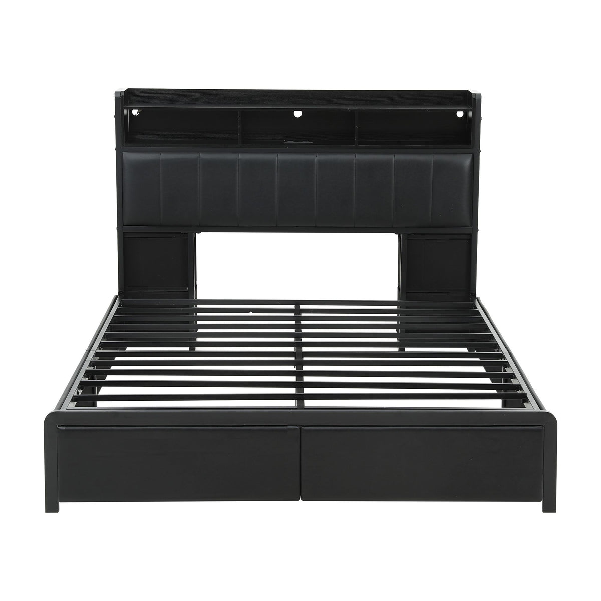 Artiss Double Bed Frame with Storage Headboard, 2 Drawers, Charging Station LED Light