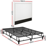 Beds & Bed Frames: Artiss Queen Bed Frame with Headboard Platform Bed Base Grey Beige Fabric Metal