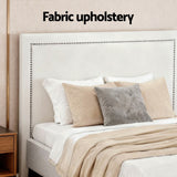 Beds & Bed Frames: Artiss Queen Bed Frame with Headboard Platform Bed Base Grey Beige Fabric Metal