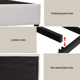 Beds & Bed Frames: Artiss Queen Bed Frame with Headboard Platform Bed Base Grey Beige Fabric Metal
