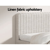Beds & Bed Frames: Artiss BedStory King Bed Frame with Mattress Set Platform Base Pocket Coil Linen Upholstered