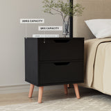 Beds & Bed Frames: Artiss Double Bed Frame and Bedside Table Set Boucle Beige with Headboard Black Nightstand