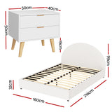 Beds & Bed Frames: Artiss Queen Bed Frame Bedside Table Set Gas Lift Storage Base with Boucle Fabric Upholstered Headboard 2 Drawer Nightstand for Bedroom Furniture