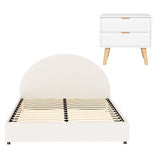 Beds & Bed Frames: Artiss Queen Bed Frame Bedside Table Set Gas Lift Storage Base with Boucle Fabric Upholstered Headboard 2 Drawer Nightstand for Bedroom Furniture