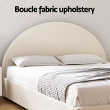 Beds & Bed Frames: Artiss Queen Bed Frame Bedside Table Set Gas Lift Storage Base with Boucle Fabric Upholstered Headboard 2 Drawer Nightstand for Bedroom Furniture