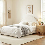 Beds & Bed Frames: Artiss Gas Lift Queen Bed Frame with Bedside Table Set Boucle Fabric Upholstered Platform Bed Nightstand