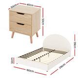 Beds & Bed Frames: Artiss Gas Lift Queen Bed Frame with Bedside Table Set Boucle Fabric Upholstered Platform Bed Nightstand