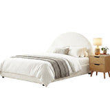 Beds & Bed Frames: Artiss Gas Lift Queen Bed Frame with Bedside Table Set Boucle Fabric Upholstered Platform Bed Nightstand