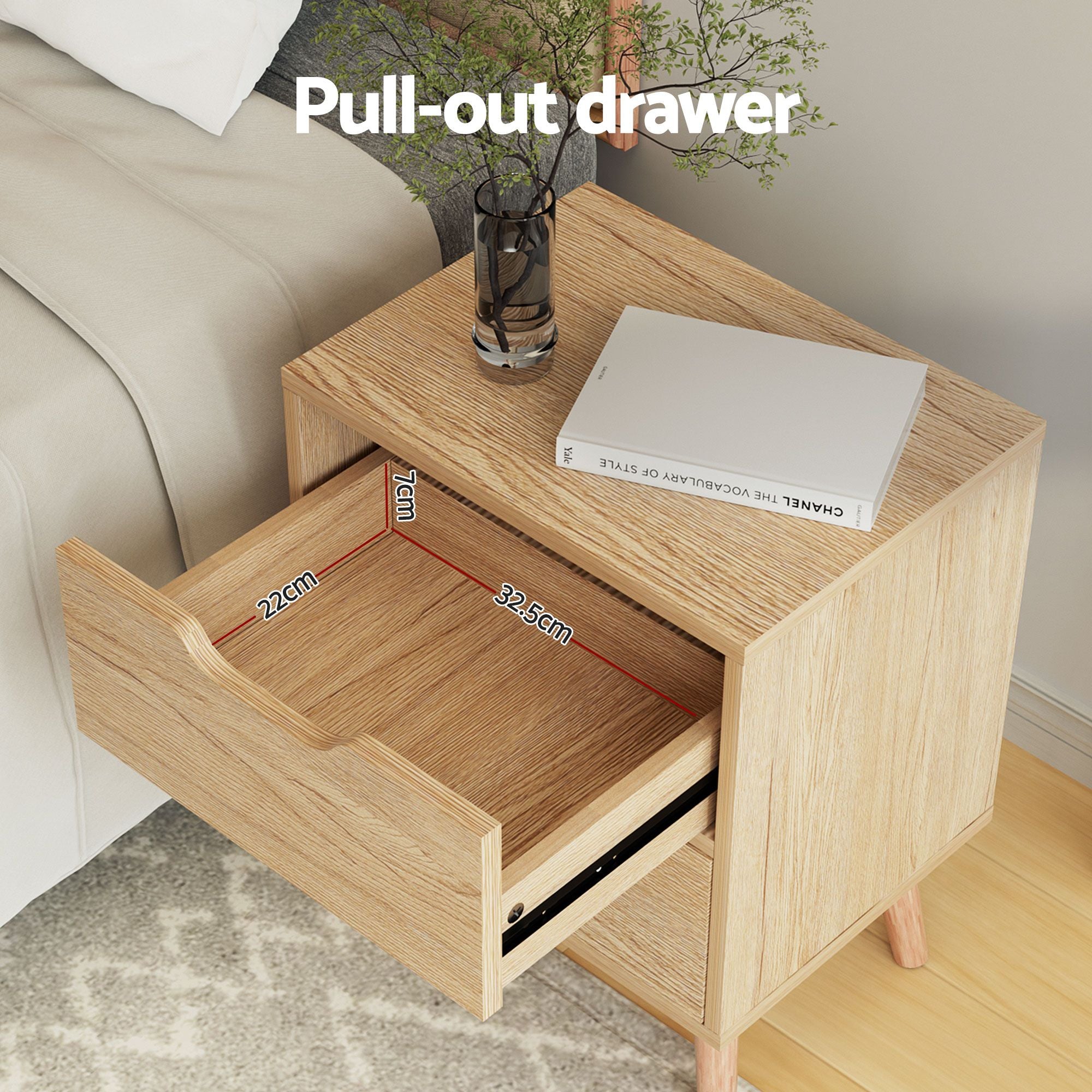 Artiss Gas Lift Queen Bed Frame and Bedside Table Set 2 Drawer Nightstand Bedroom Furniture Bundle