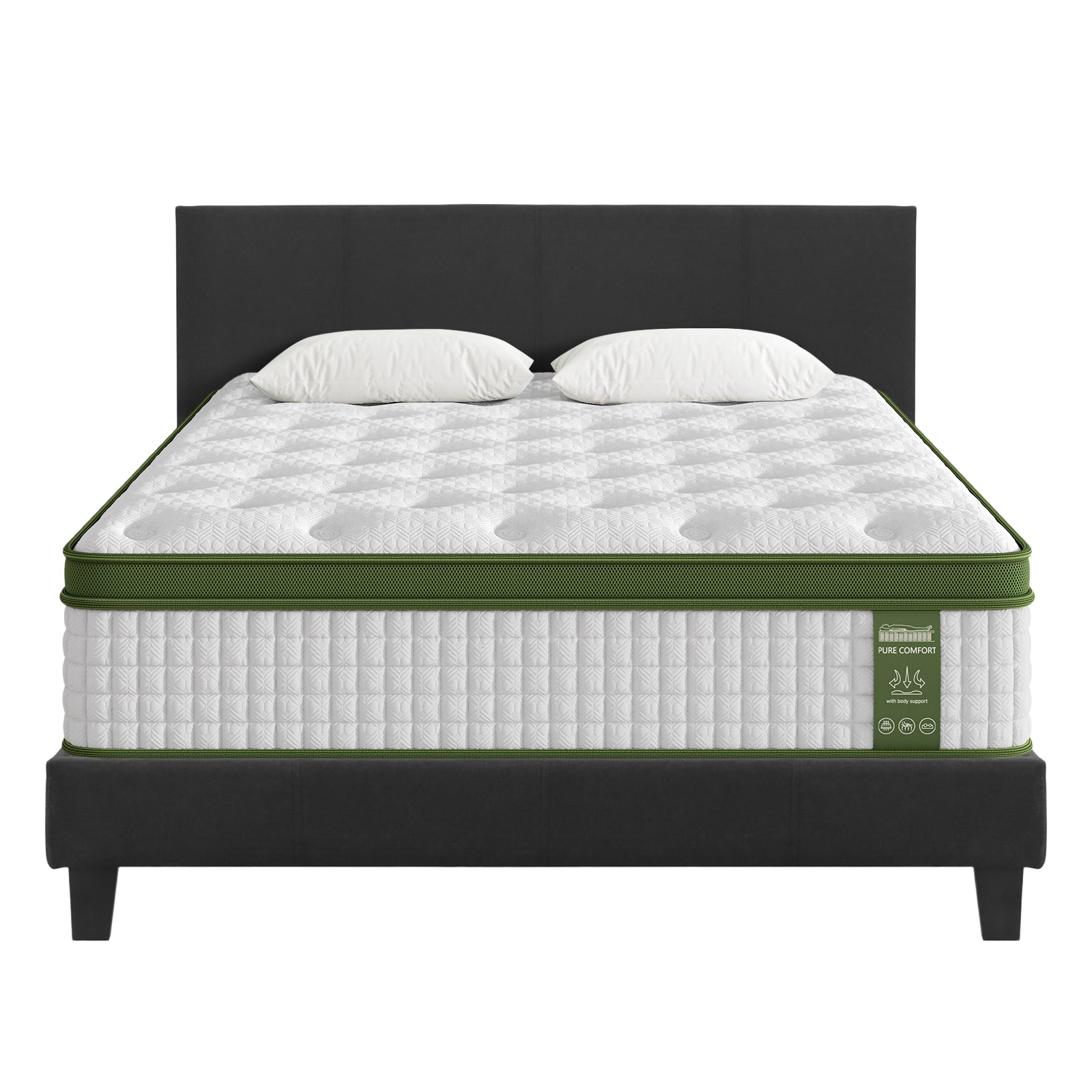 Artiss BedStory Queen Bed Frame Mattress Set Platform Upholstered Hybrid Pocket Coil